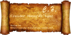 Czeider Honorátusz névjegykártya